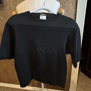 Authentic Chanel 02C Vintage Black Cotton Knit Top Sweater Size 48